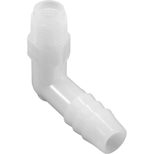 Barb Adapter, 3/8"b x 1/8"mpt, 90 Degree, Nylon|63197